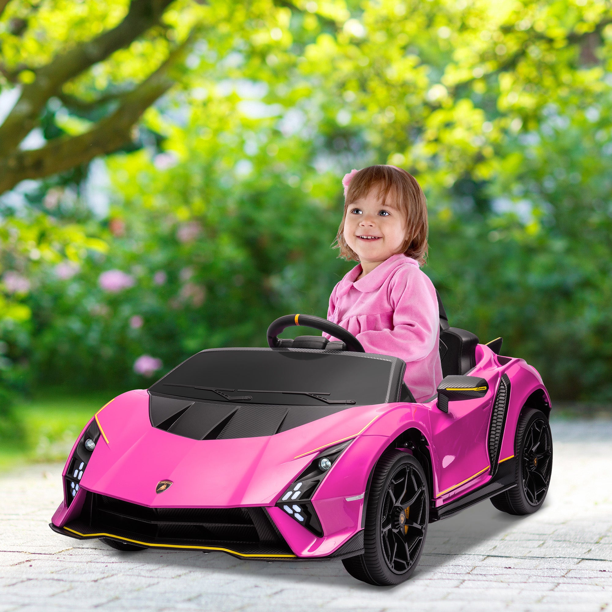 12V Lamborghini Autentica Licensed Kids Electric Car with Remote Control, 4 Suspension Wheels, Soft Start