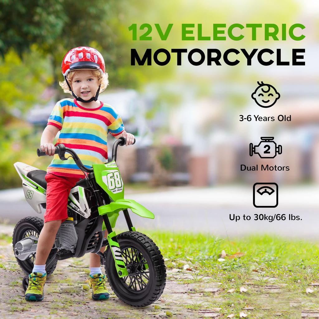 12V Kids Electric Motorbike, Kids Electric Ride on motorcycle w/ Twist Grip Throttle, Training Wheels