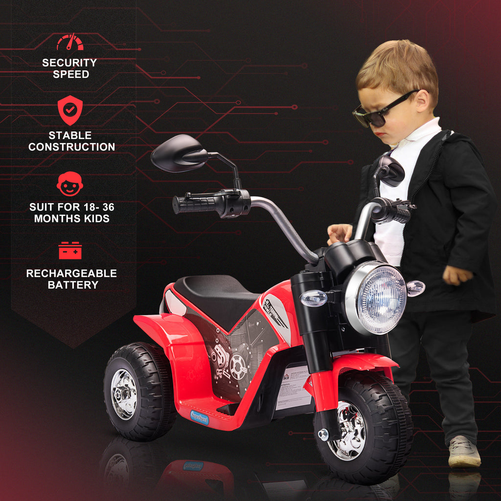 6V Kids Electric Motorbike 3 Wheels Ride On Toy with Horn Headlights Realistic Sounds for Girl Boy 18 - 36 Months
