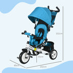 6 in 1 Kids Trike with Parent Handle, Canopy, 5-point Safety Belt, Storage, Footrest, Brake, for 1-5 Years