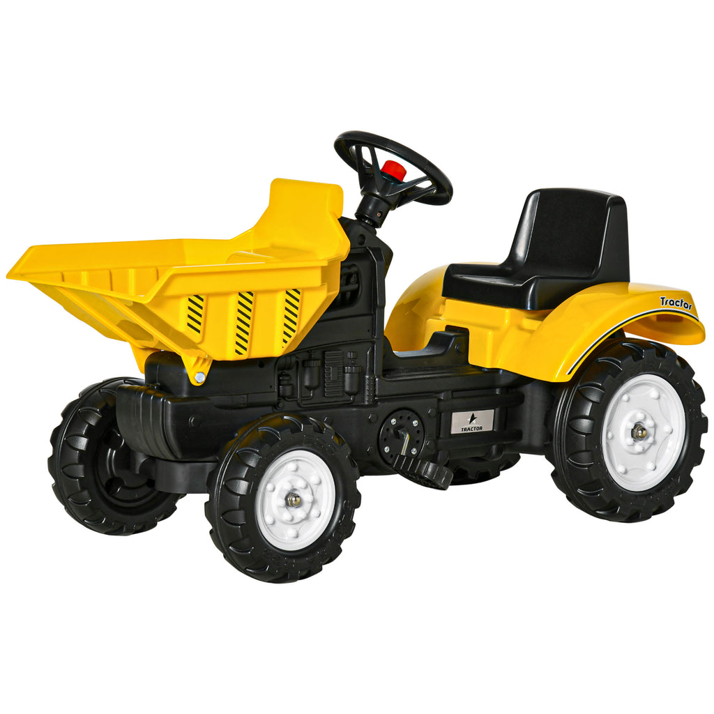 Kids Ride on Tractor No Power Pedal Go Kart with Manual Control Bucket for 3-6 Years Old