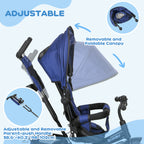 6 in 1 Kids Trike Push Bike with Push Handle, Canopy, 5-point Safety Belt, Storage, Footrest, Brake, for 1-5 Years, Dark