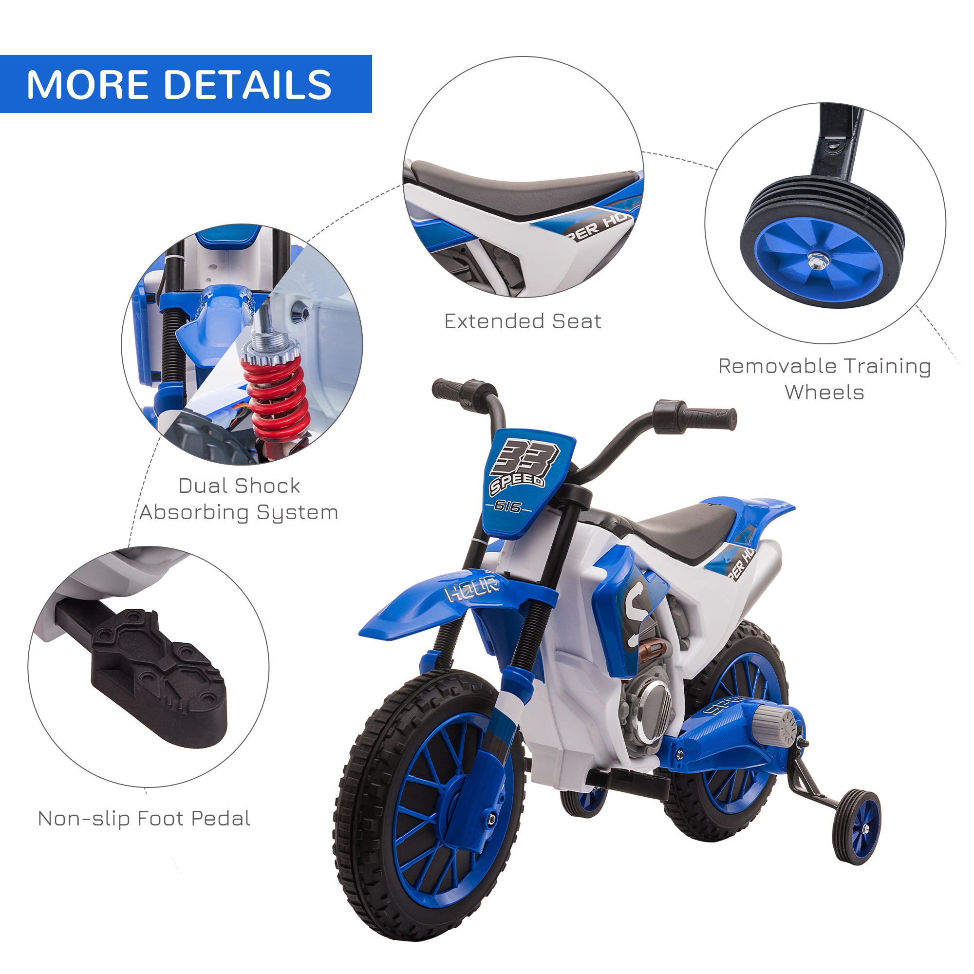 12V Kids Electric Motorcycle Ride-On, with Training Wheels, for Ages 3-6 Years