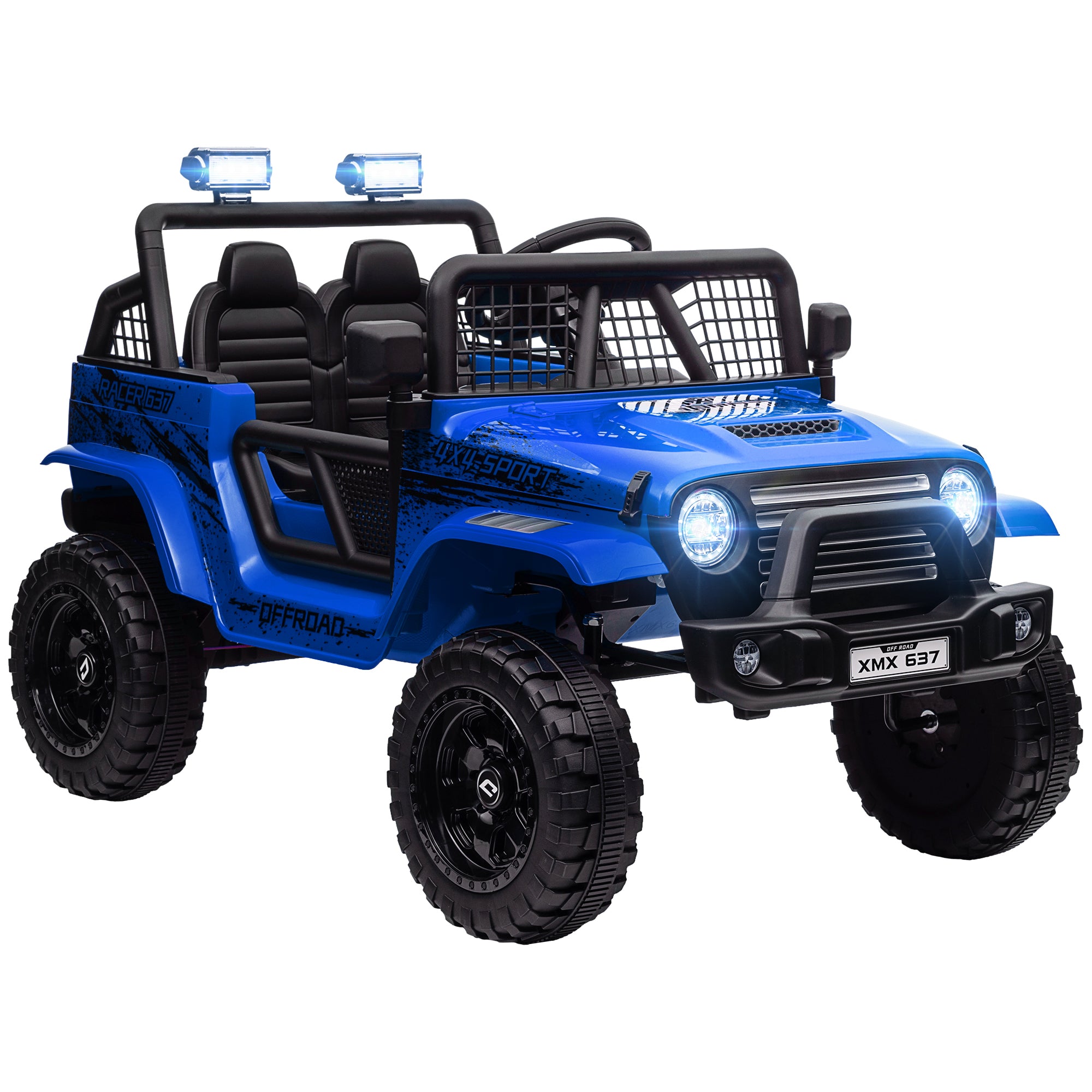 12V Battery Powered Kids Ride-On Car, Electric Truck w/ Spring Suspension, Remote, Music, Horn, Lights