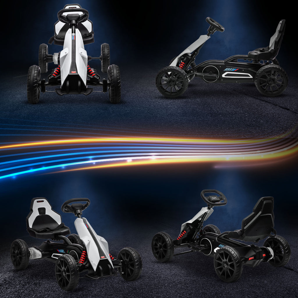12V Electric Go-Kart for Kids, Ride-On Racing Go-Kart, with Forward and Reversing Functions, for Ages 3-8 Years