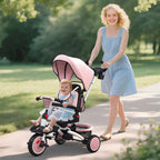 6 in 1 Foldable Kids Trike with Adjustable Parent Handle & Canopy for Ages 1-5, Pink