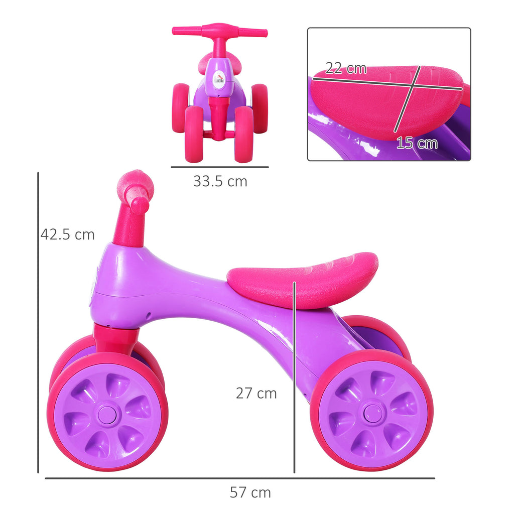 Baby Balance Bike Toddler Training Walker Smooth Rubber Wheels Ride on Toy Storage Bin Gift for Boys Girls Violet Fuchsia