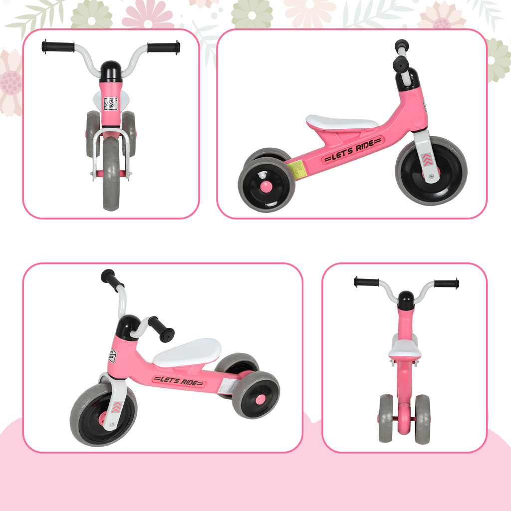 Toddler Balance Bike with No Pedal, 3 Silence Wheels for 12-36 Months Boys and Girls, Indoor Outdoor, Pink