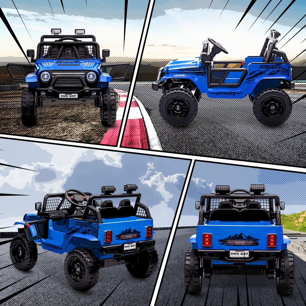 12V Battery Powered Kids Ride-On Car, Electric Truck w/ Spring Suspension, Remote, Music, Horn, Lights