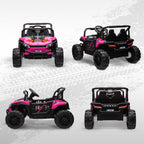 12V Battery Powered Ride on Truck w/ Remote, Four Suspension Wheels, Horn, Lights, Music, USB, for Ages 3-5 Years, Pink