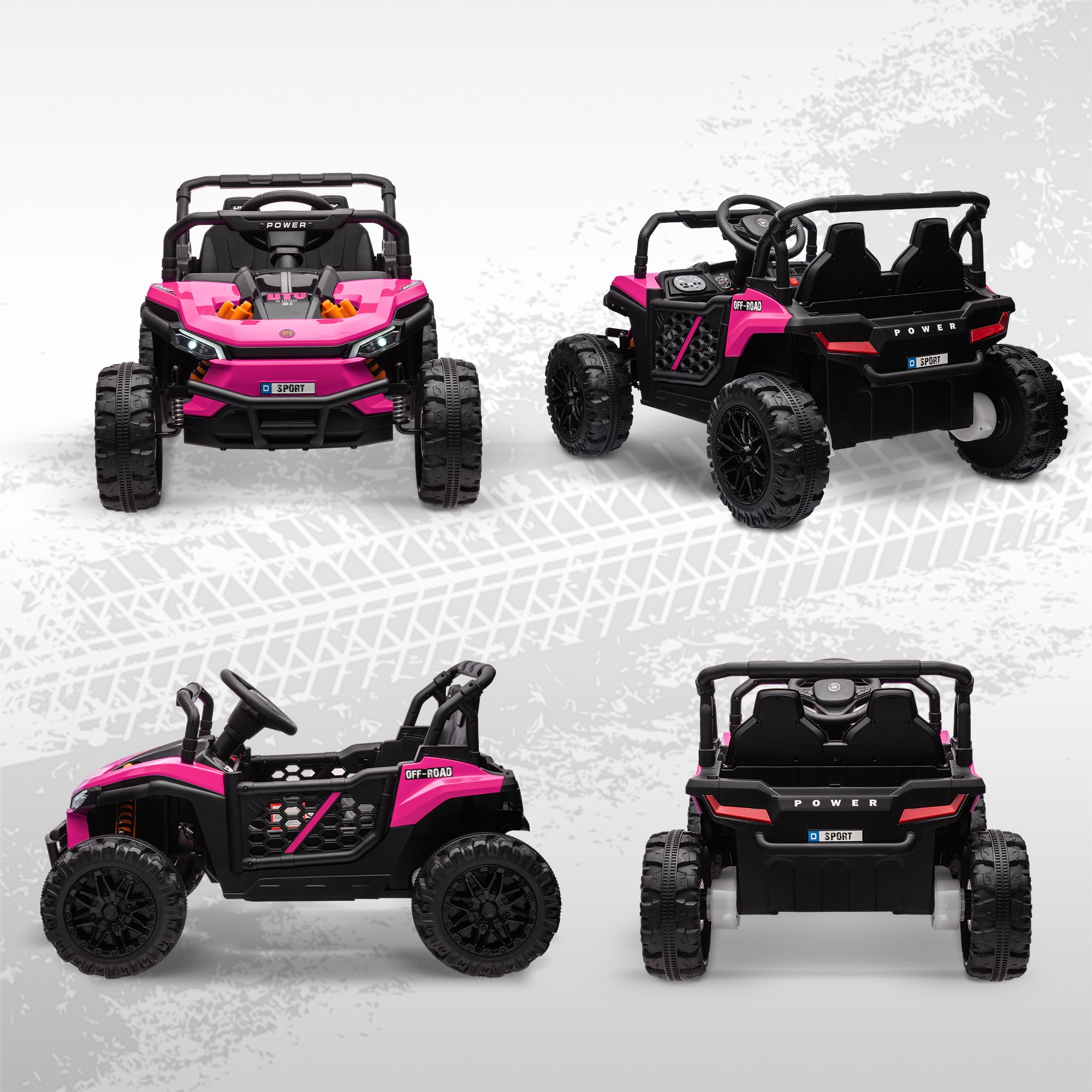 12V Battery Powered Ride on Truck w/ Remote, Four Suspension Wheels, Horn, Lights, Music, USB, for Ages 3-5 Years, Pink