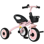 Kids Trike, Tricycle, with Adjustable Seat, Basket, Bell, for Ages 2-5 Years