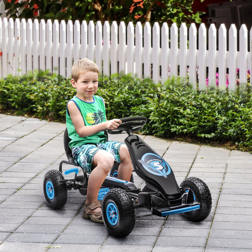 Kids Pedal Go Kart, with Adjustable Seat, Inflatable Tyres