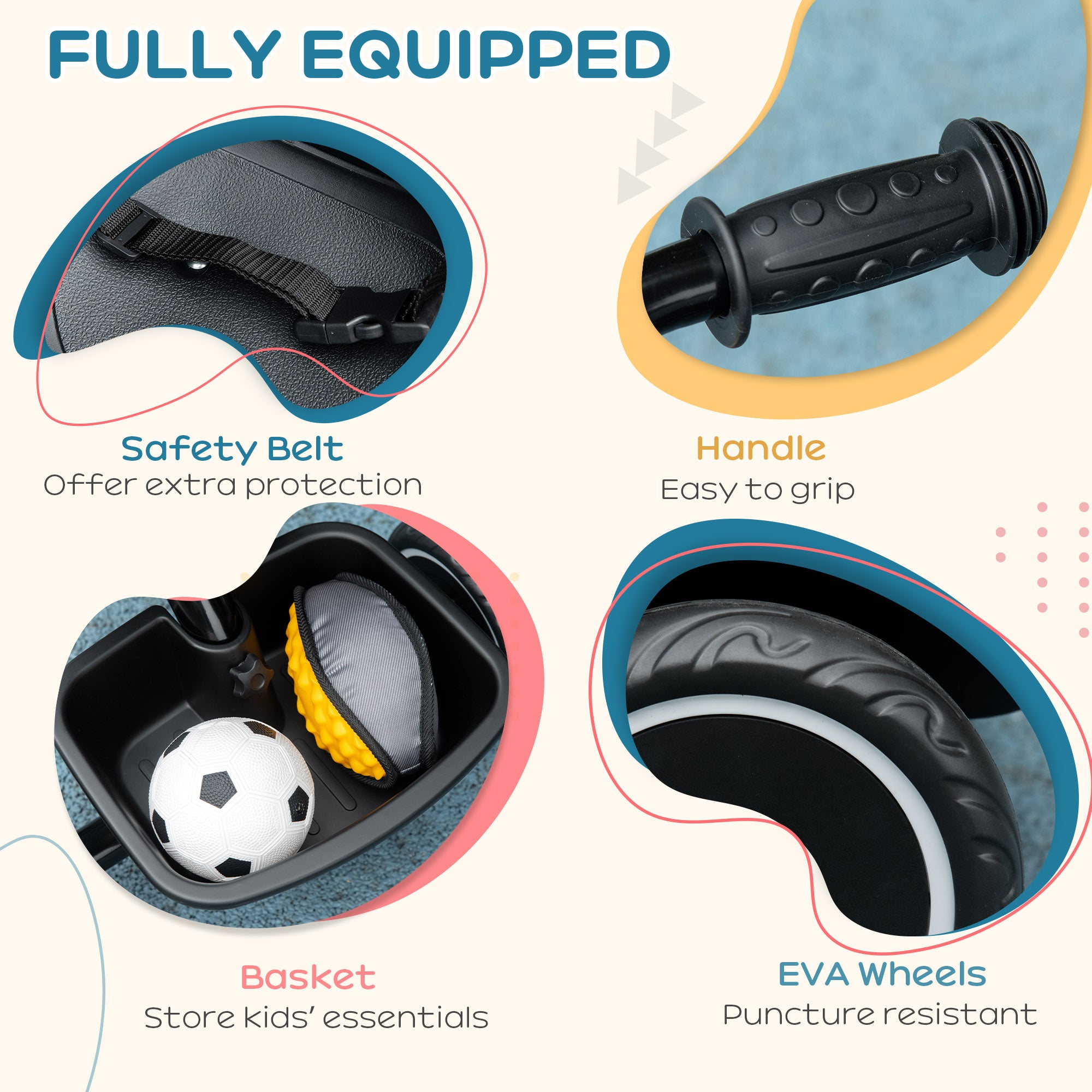 Kids Trike for 2-5 Years with Adjustable Seat, Pedal, Baskets