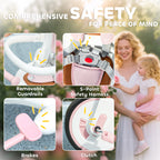 5 in 1 Kids Trike with Adjustable Backrest, Toddler Tricycle with Push Handlebar, Adjustable Backrest, Pink