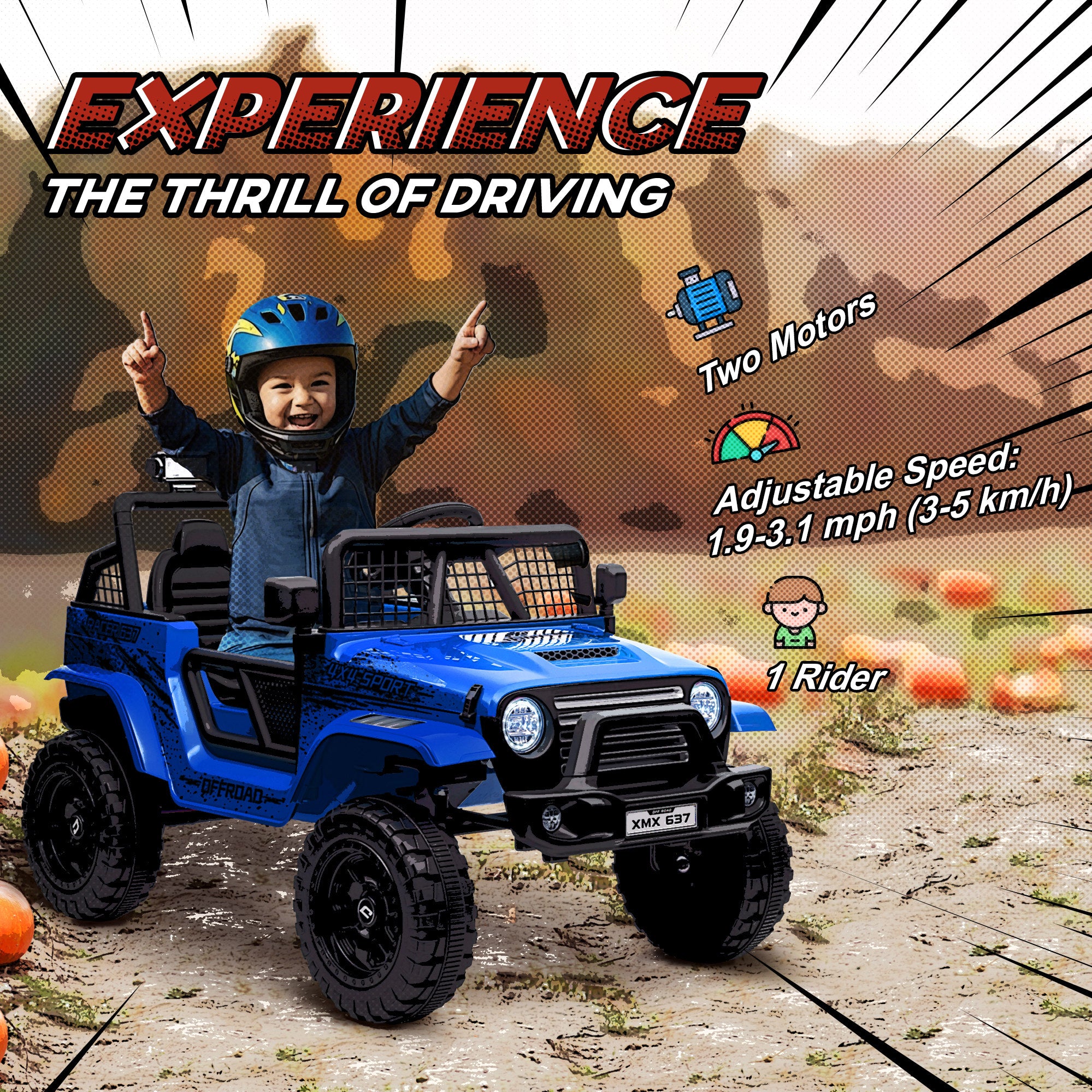 12V Battery Powered Kids Ride-On Car, Electric Truck w/ Spring Suspension, Remote, Music, Horn, Lights