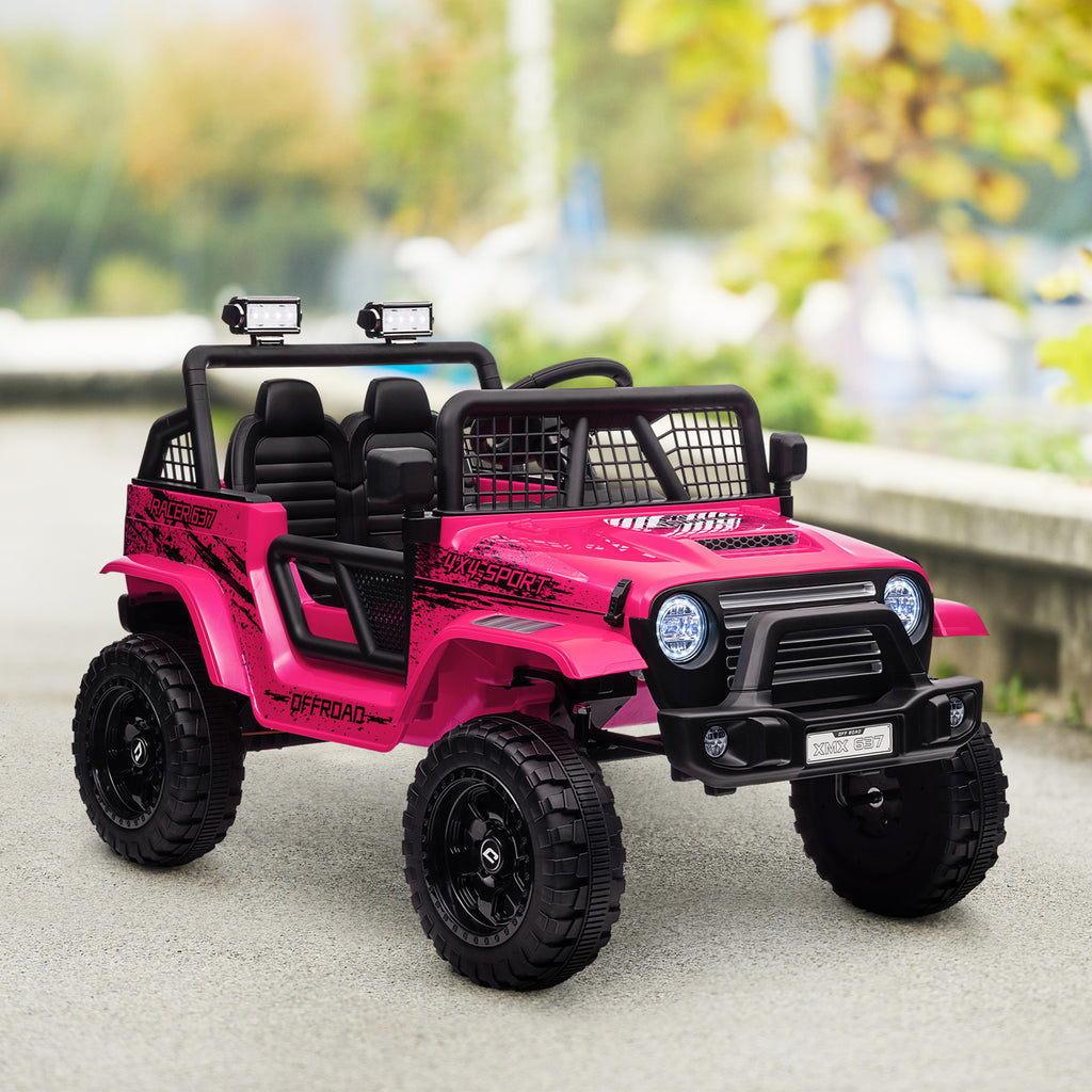 12V Battery Powered Kids Ride-On Car, Electric Truck w/ Spring Suspension, Remote, Music, Horn, Lights