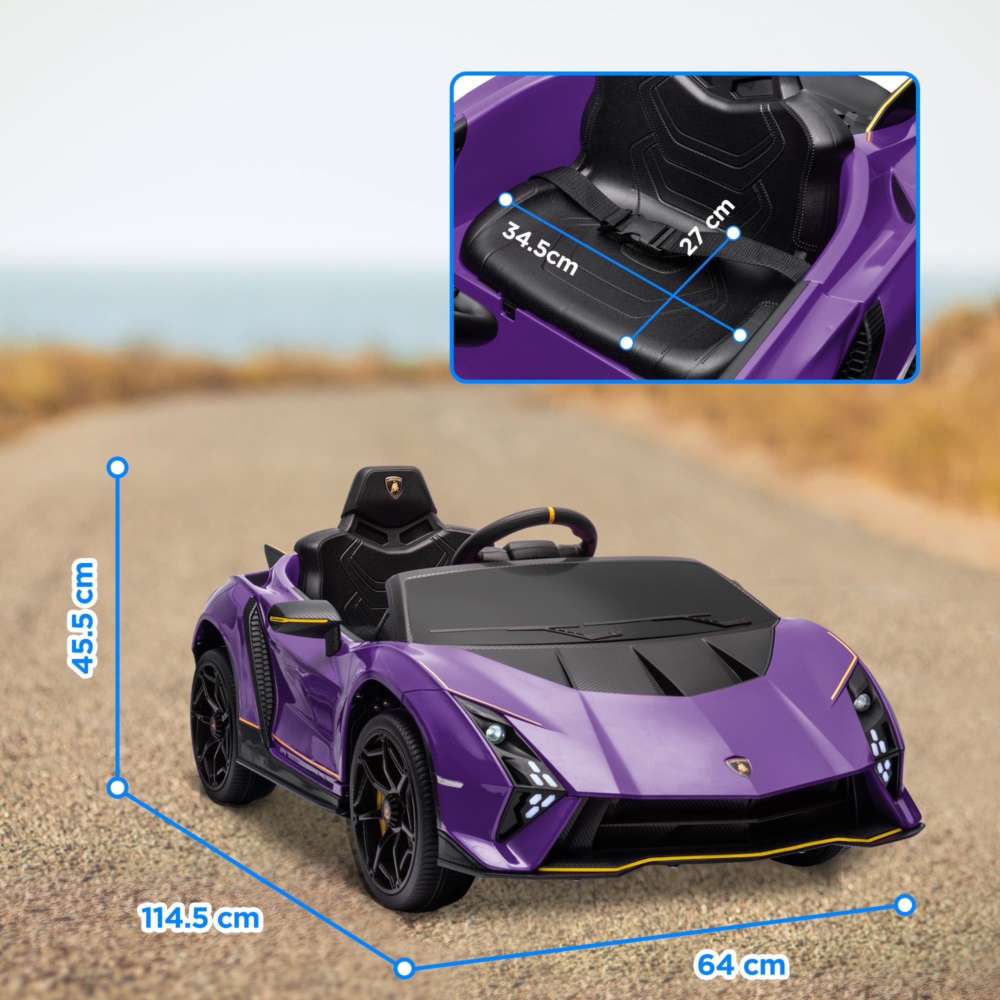 12V Lamborghini Autentica Licensed Kids Electric Car with Remote Control, Four Suspension Wheels, Soft Start