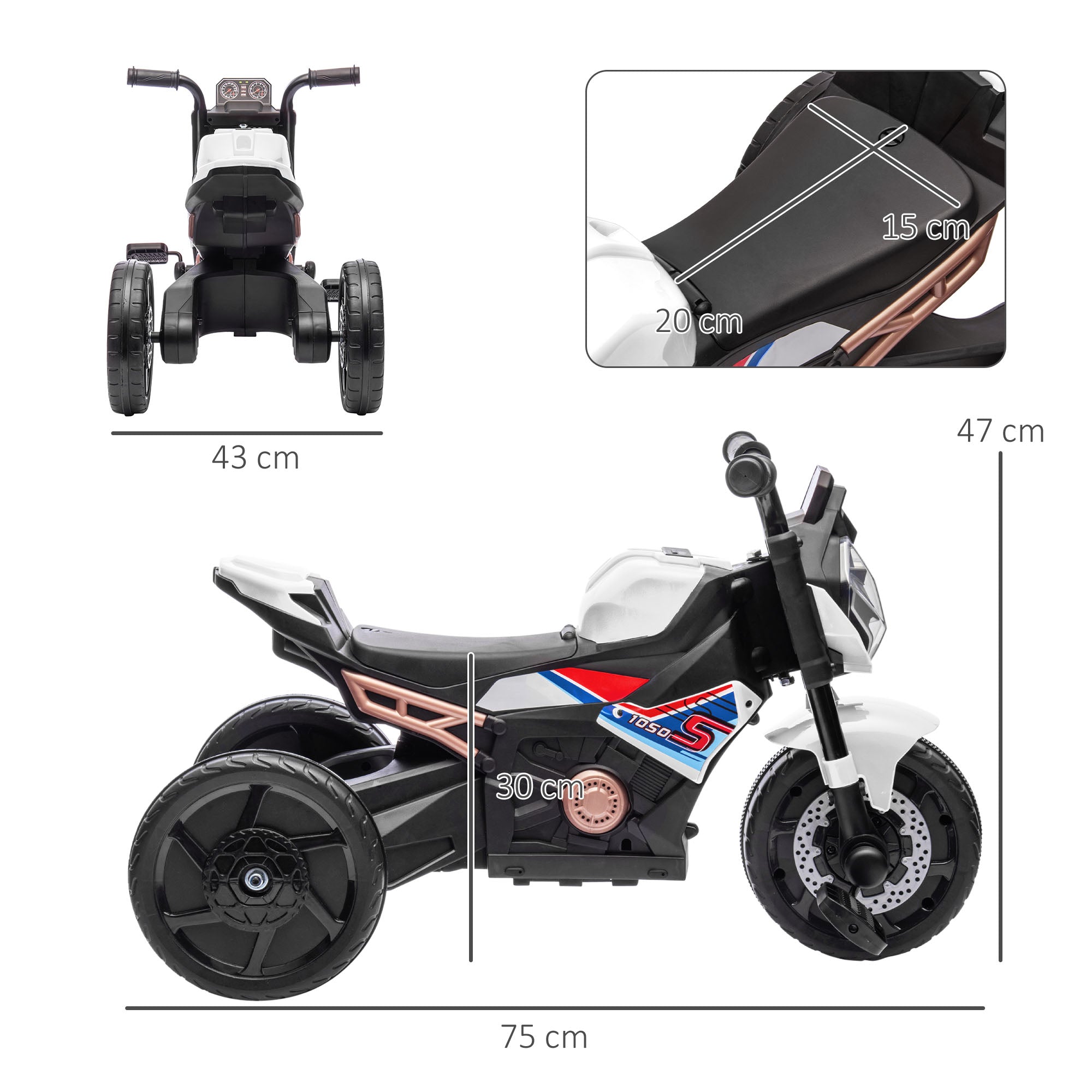 Motorcycle Design, 3 in 1 Toddler Trike, Sliding Car, Balance Bike with toy safety light, Music, Horn
