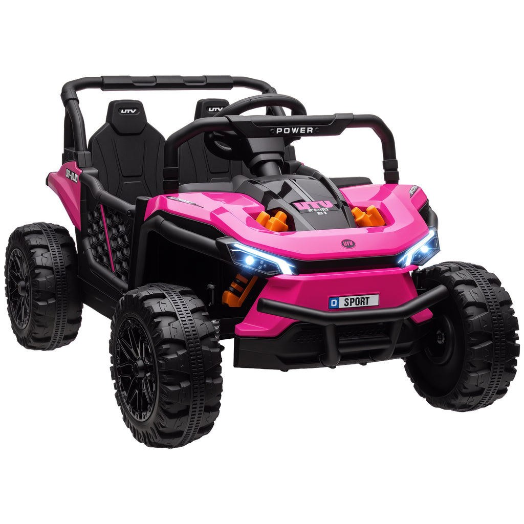 12V Battery Powered Ride on Truck w/ Remote, Four Suspension Wheels, Horn, Lights, Music, USB, for Ages 3-5 Years, Pink