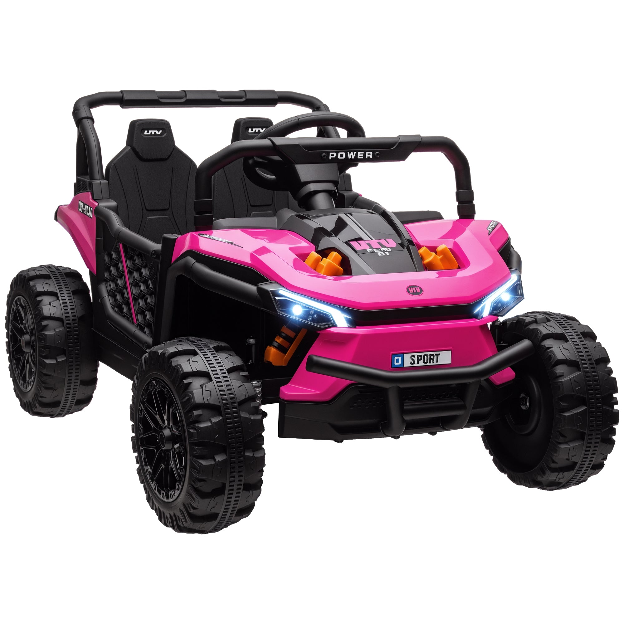 12V Battery Powered Ride on Truck w/ Remote, Four Suspension Wheels, Horn, Lights, Music, USB, for Ages 3-5 Years, Pink