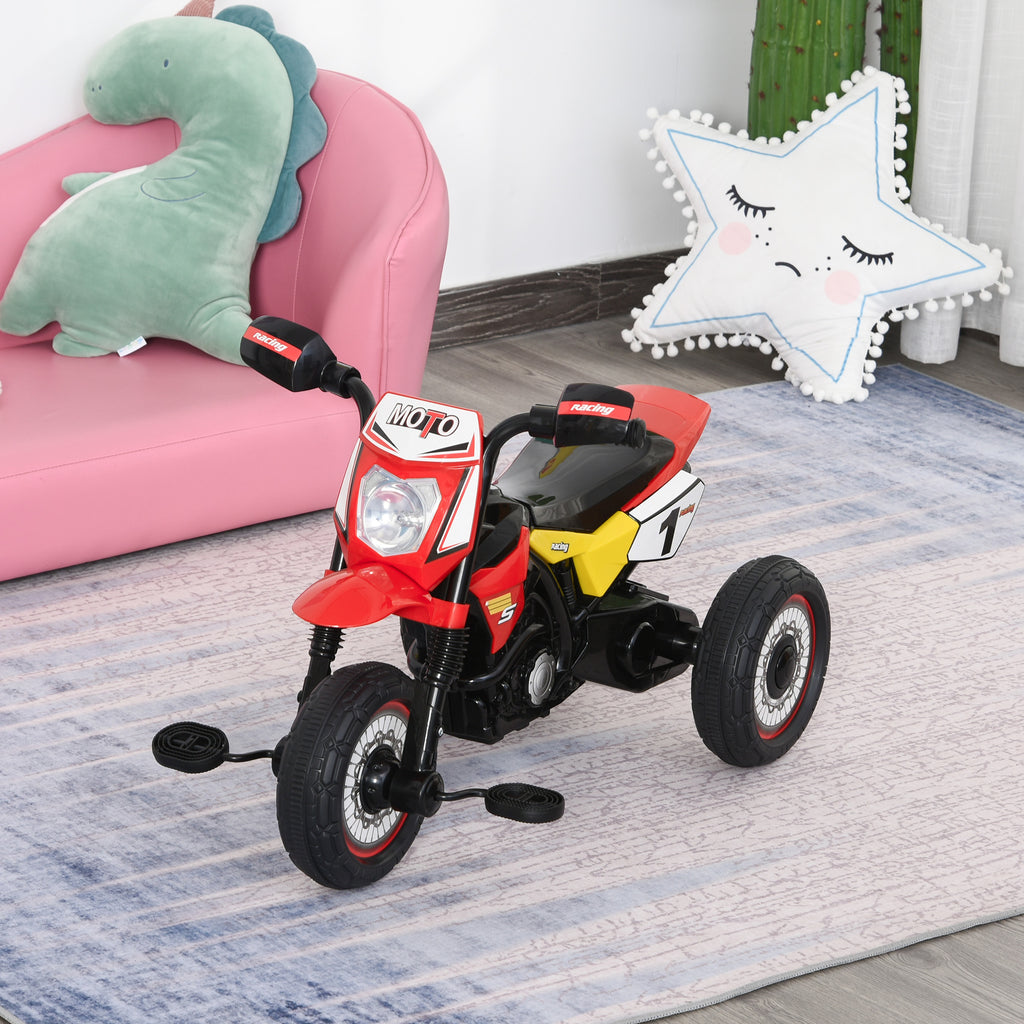 Toddler Pedal Motorcycle Kids Ride On Tricycle Early Learning w/ Music Lights Handlebar Stickers Exercise Boys Girls Gift for Kids 18 - 36 Months