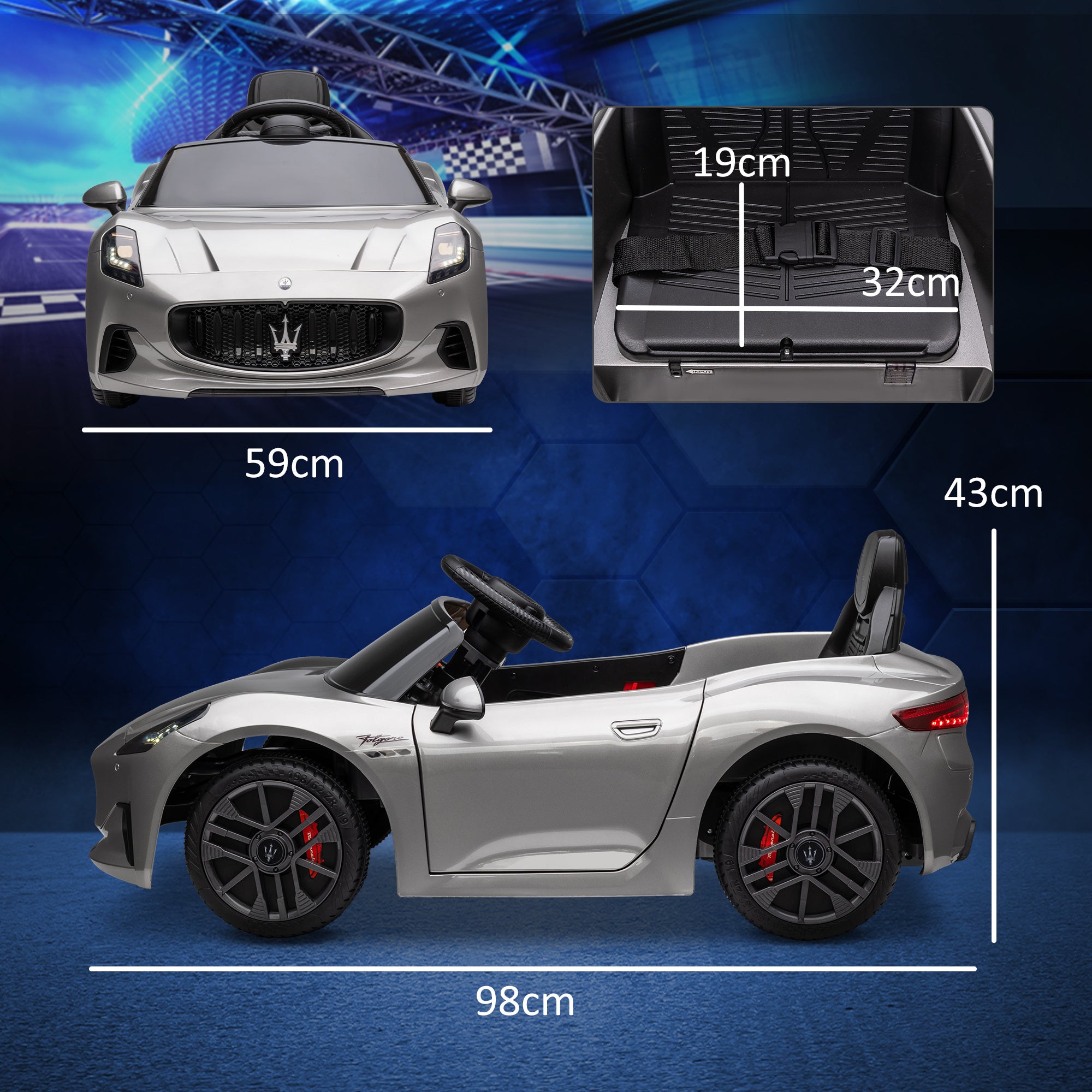 12V Maserati Gran Turismo Folgore Lincesed Kids Electric Car with Remote Control, Soft Start