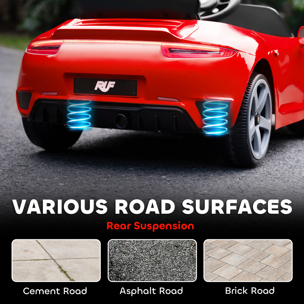 Kids Electric Car, 12V Licensed RUF GT Ride on Car with Suspension, Remote Control, Music, for 3-5 Years