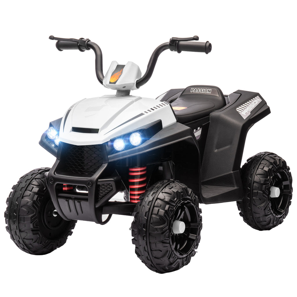12V Kids Electric Quad Bike w/ Spring Suspension System, Forward, Backward, LED Light, Music, MP3, White