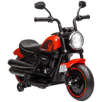 6v Electric Motorbike with Training Wheels, One-Button Start