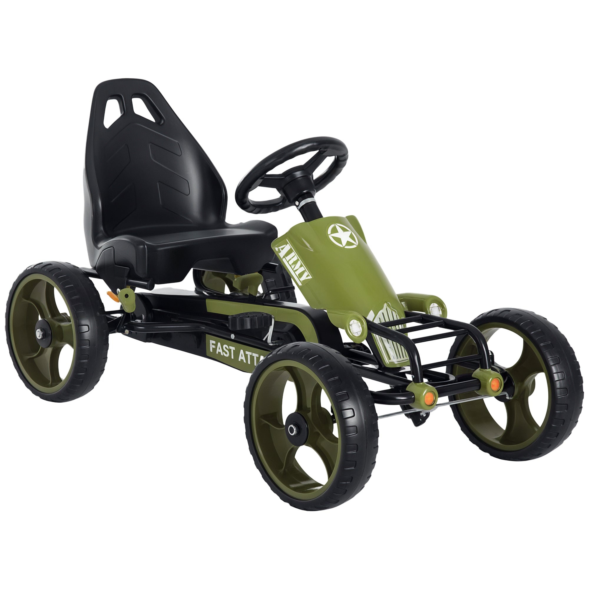 Kids Children Pedal Go Kart Ride On Racer Braking System Adjustable Seat Green