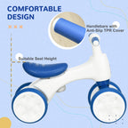 Balance Bike for Ages 18-36 Months, with Anti-Slip Handlebars, Four Wheels, No Pedal - Blue