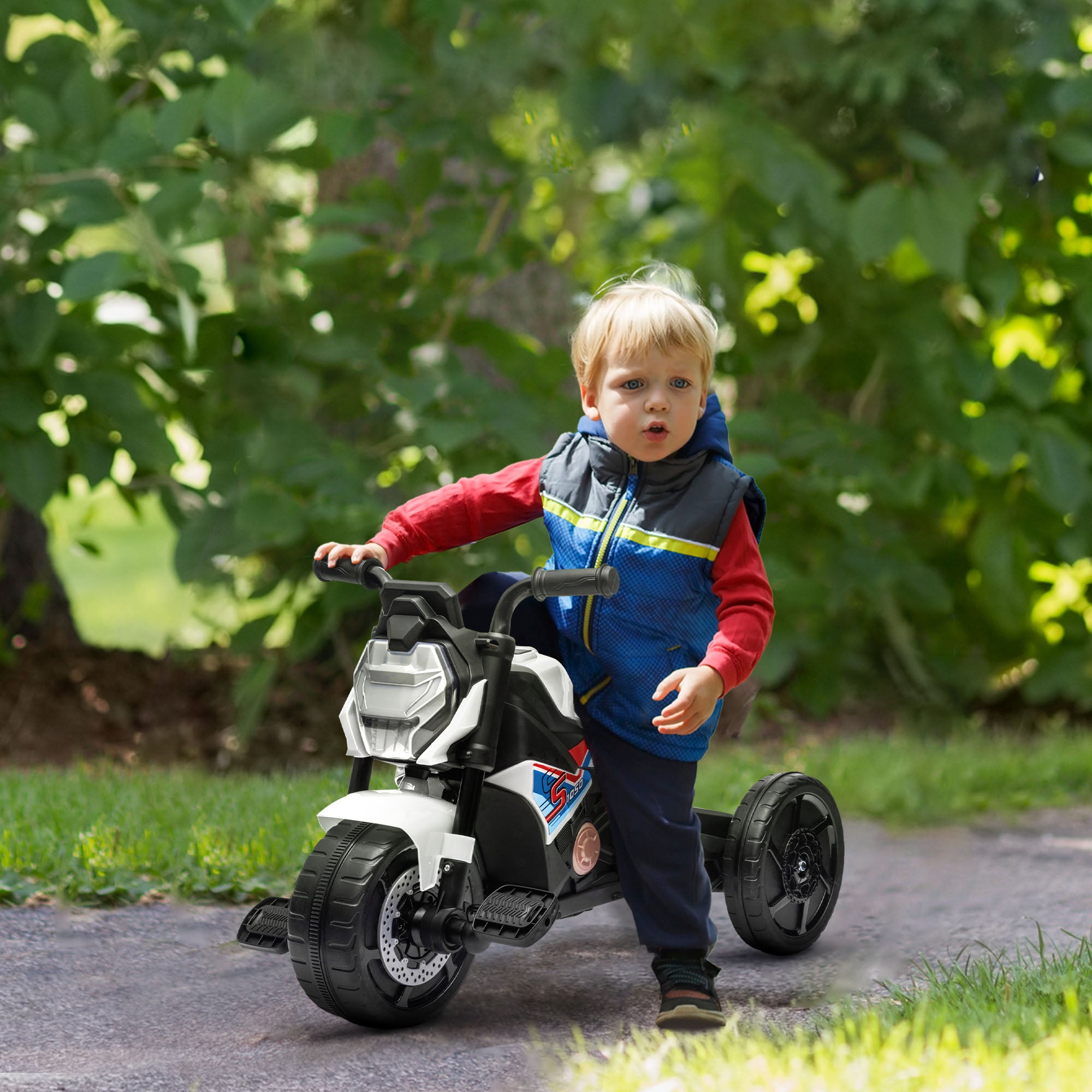 Motorcycle Design, 3 in 1 Toddler Trike, Sliding Car, Balance Bike with toy safety light, Music, Horn