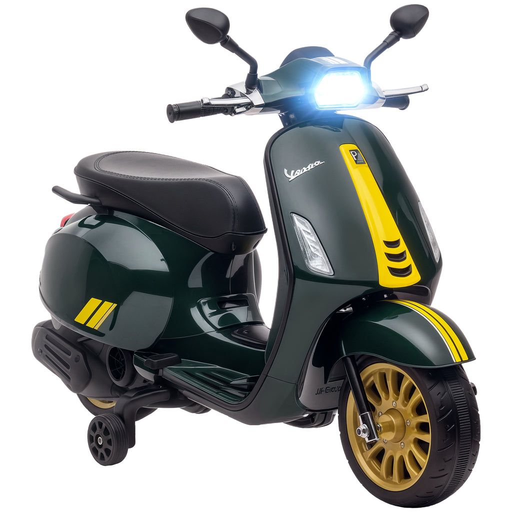 12V Vespa Licensed Kids Electric Motorbike w/ Music, Headlights, FM Radio, for 3-6 Years