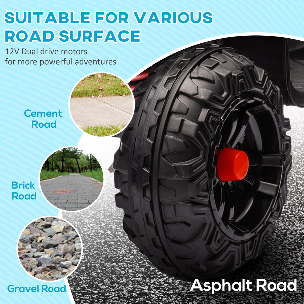 12V Kids Electric Quad Bike w/ Spring Suspension System, Forward, Backward, LED Light, Music, MP3, Red