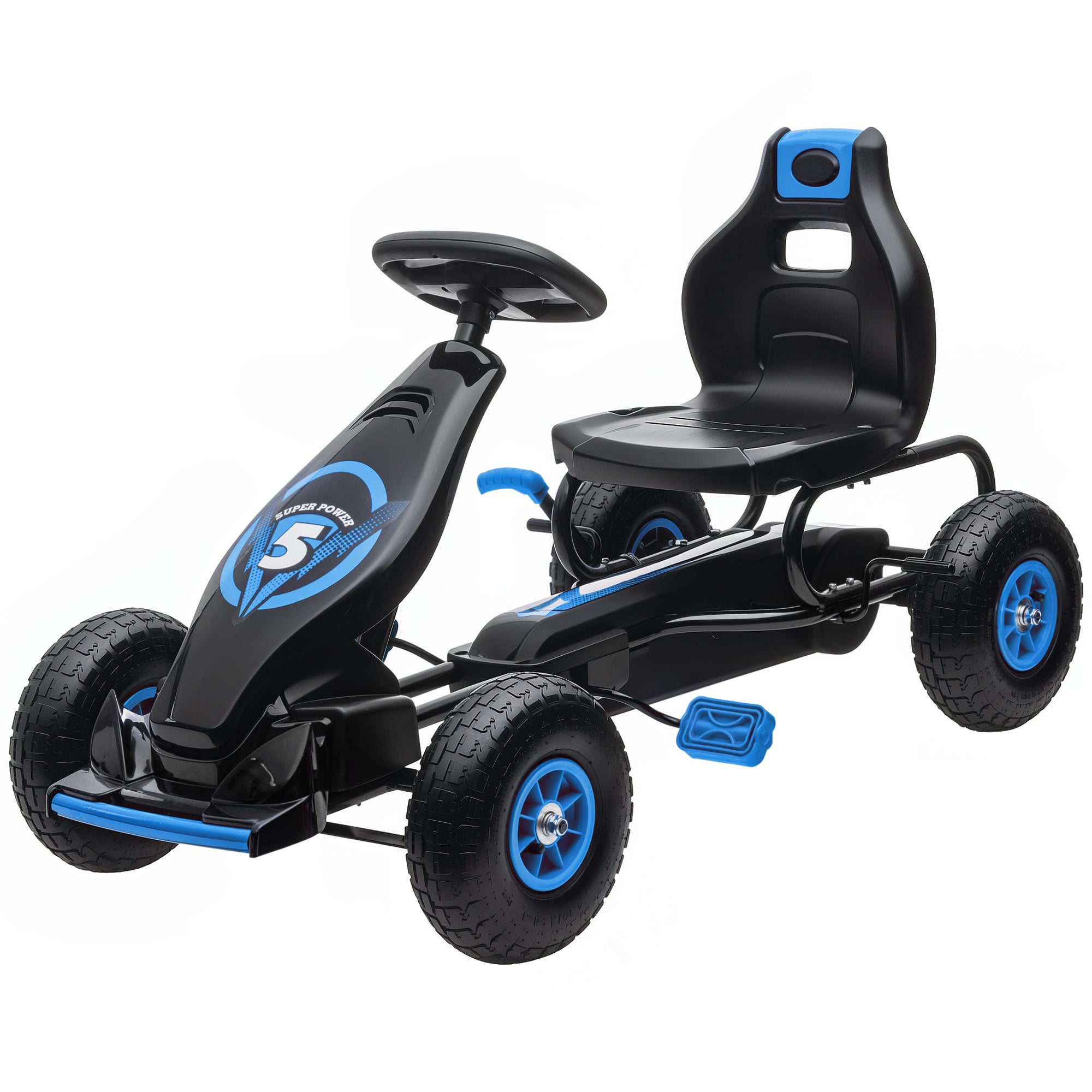 Kids Pedal Go Kart, with Adjustable Seat, Inflatable Tyres