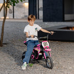 Kids Electric Motorbike, 24V Ride On Motorcycle with 3 Speeds and Rear Suspension, Dirt Bike for 8-12 Years Old