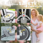 6 in 1 Foldable Kids Trike with Adjustable Parent Handle & Canopy for Ages 1-5, Grey