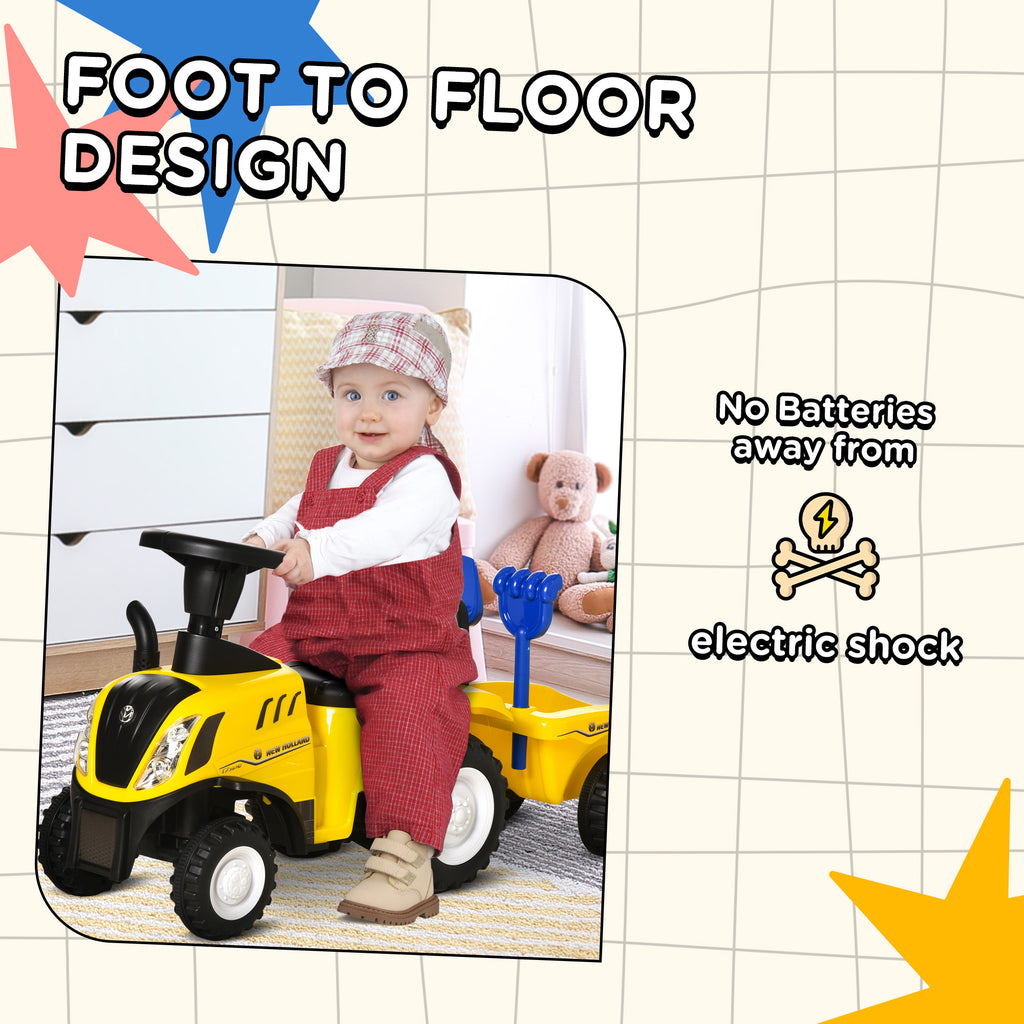 Ride On Tractor Toddler Walker Foot To Floor Slider w/ Horn Storage Steering Wheel for 1-3 Years Old