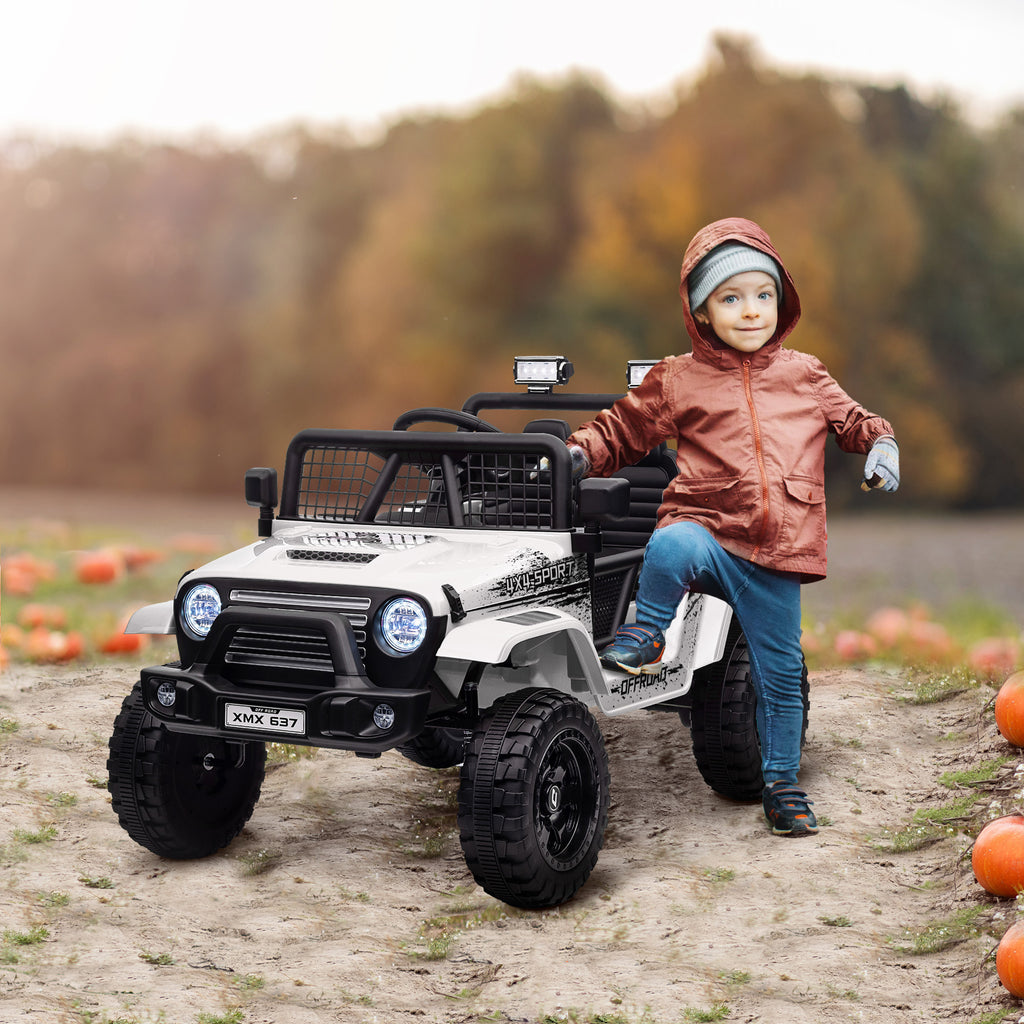 12V Battery Powered Kids Ride-On Car, Electric Truck w/ Spring Suspension, Remote, Music, Horn, Lights