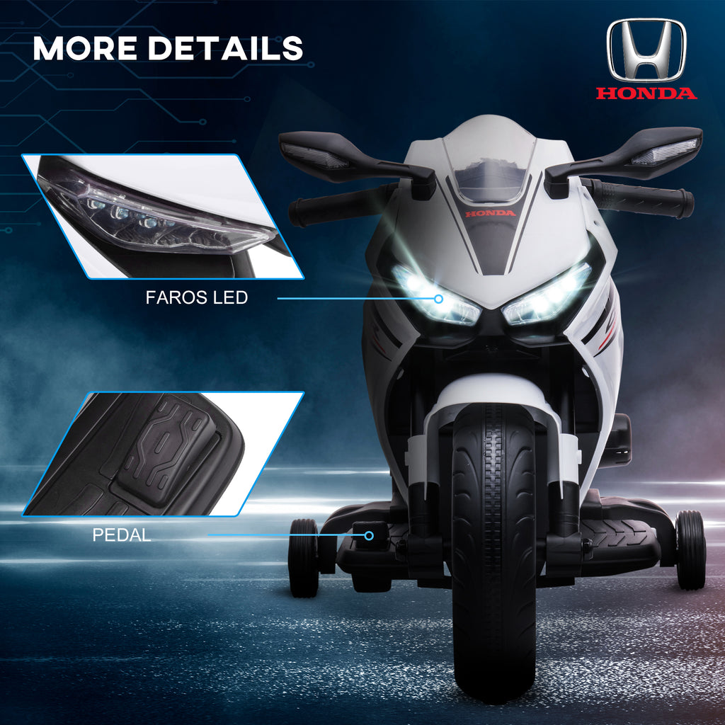 6V Honda Licensed Kids Motorcycle w/ Music, Training Wheels