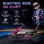 12V Electric Go-Kart for Kids, Ride-On Racing Go-Kart, with Forward and Reversing Functions, for Ages 3-8 Years