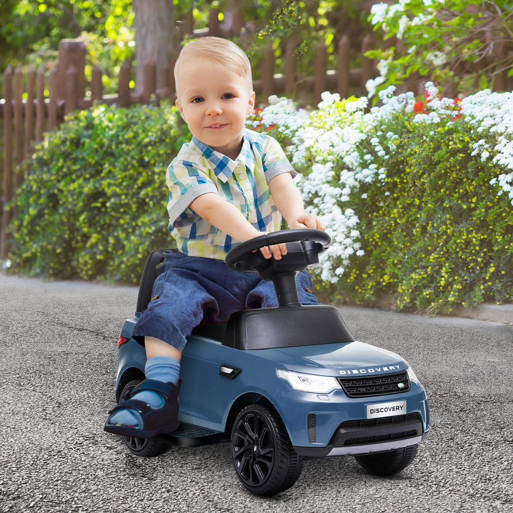2-in-1 Land Rover Licensed 6V Kids Electric Ride On Car, Sliding Car w/ Headlights, Music, for 18-60 Months, Light Blue