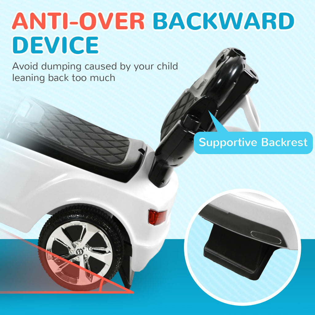 Bentley Bentayga Licensed 3-in-1 Baby Push Car,  Ride on Car Sliding Car with Canopy, Horn Music - White
