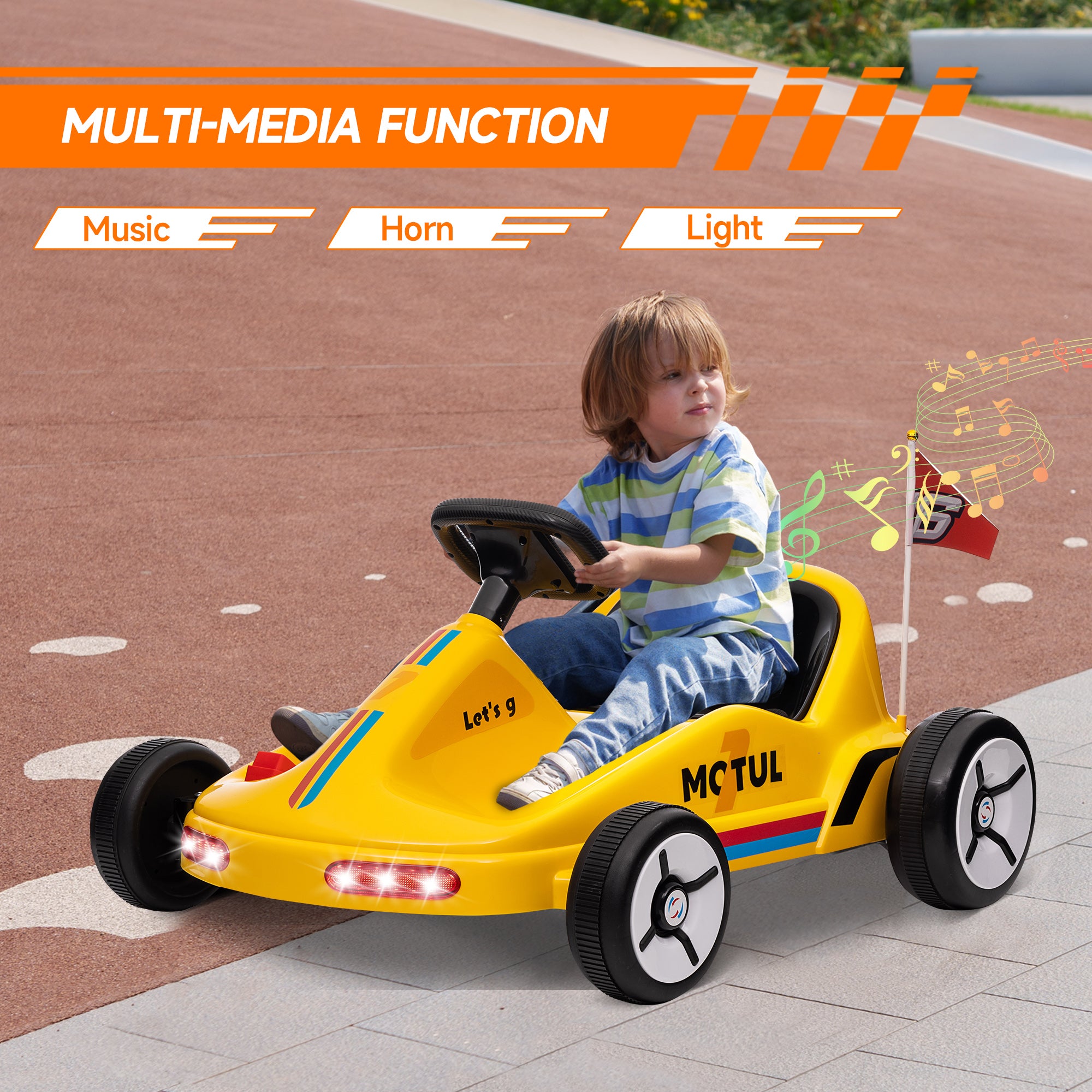 6V Electric Go Kart for Kids with Music, Light, Horn, for 3-5 Years