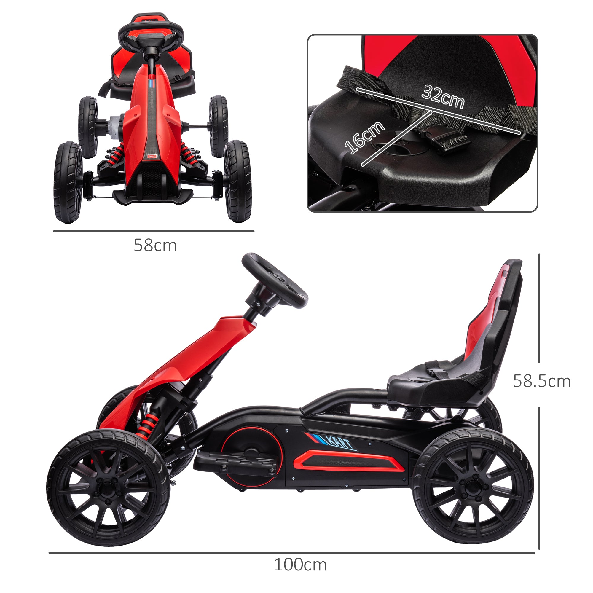12V Electric Go-Kart for Kids, Ride-On Racing Go-Kart, with Forward and Reversing Functions, for Ages 3-8 Years