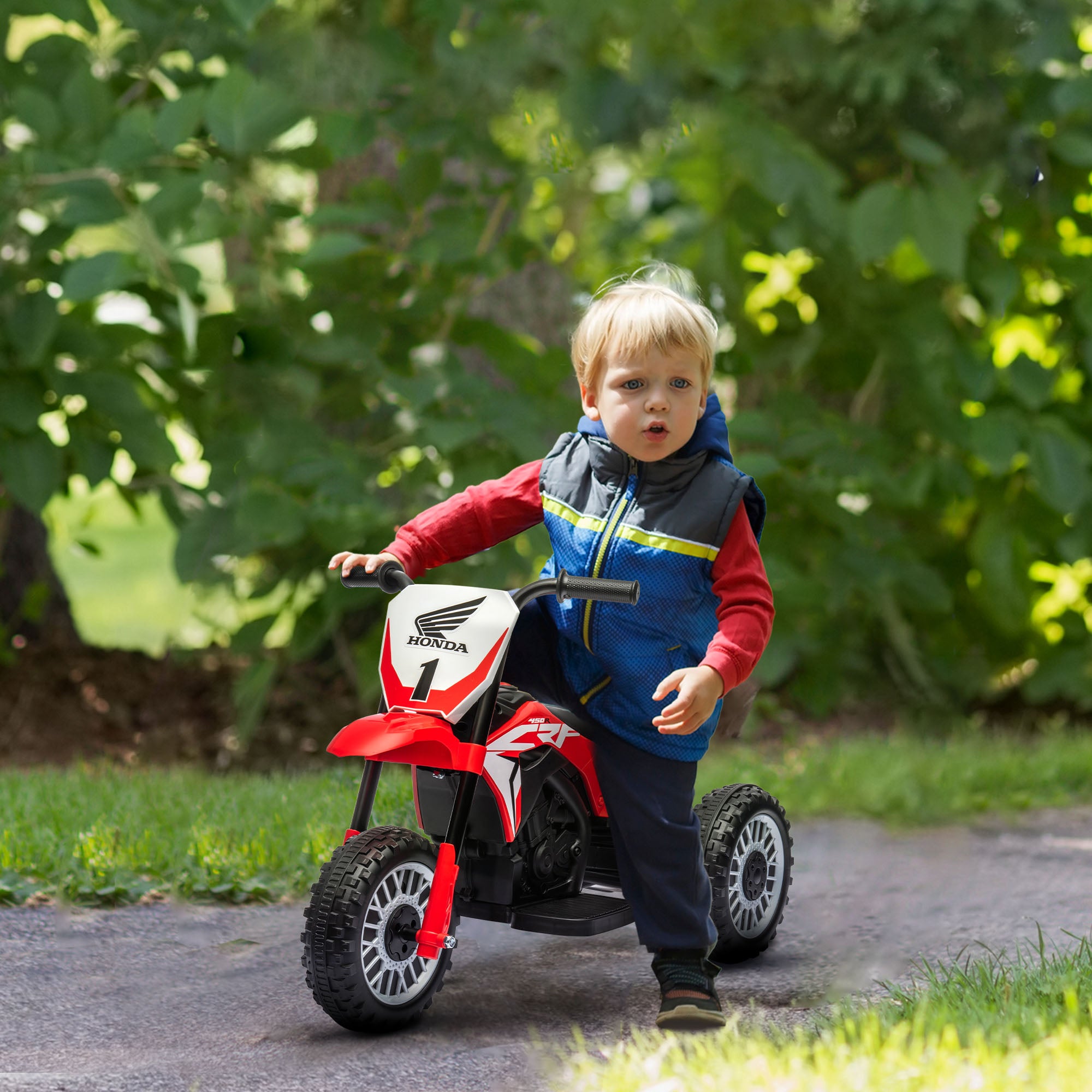 6V Kids Motorbike, Three-Wheel Kids Electric Bike with Horn, Startup Sound for Ages 18-36 Months