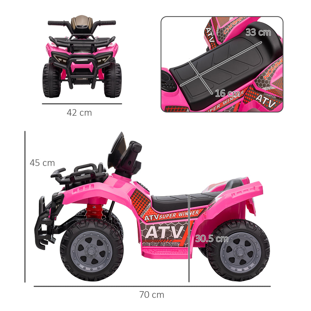 6V Kids Electric Ride on Car Toddlers Quad Bike All Terrain Vehicle Toy With Music for 18-36 months