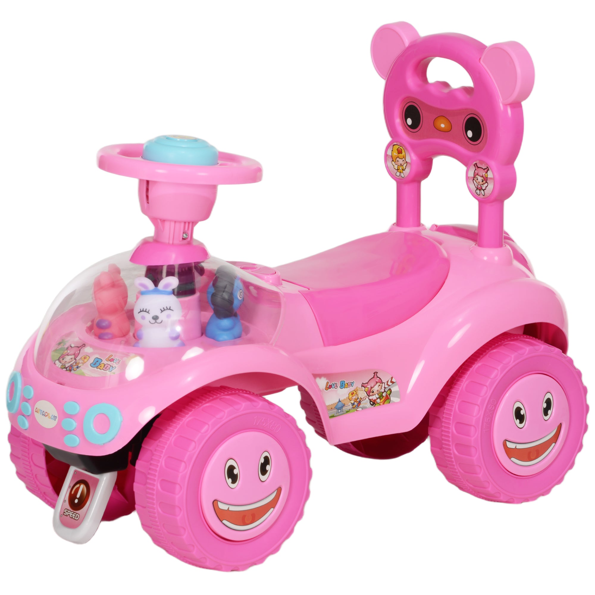 Foot to Floor oddler Ride on Toy w/ Music, Light, Horn, Under Seat Storage, Anti-Over-Backwards Device