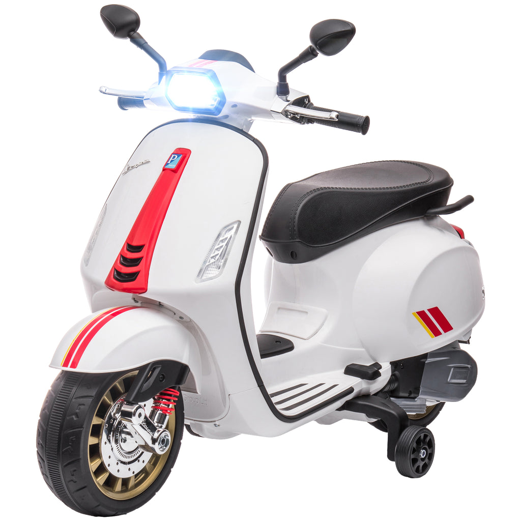 12V Vespa Licensed Kids Electric Motorbike w/ Music, Headlights, FM Radio, for 3-6 Years